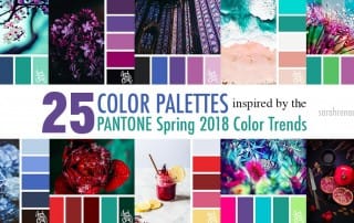 Color palettes inspired by the PANTONE color trend predictions for Spring 2018 - Use these color schemes as inspiration for your next colorful project! Find more color palettes, mood boards and schemes at www.sarahrenaeclark.com #color #colorpalette