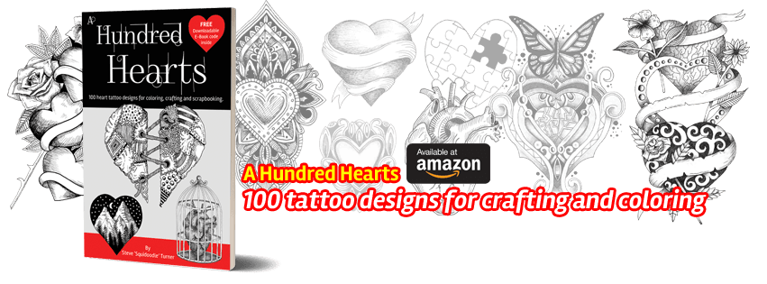 Get Squidoodle's latest coloring book, A Hundred Hearts