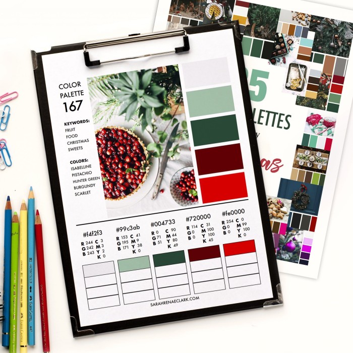 25 Color Palettes Inspired by Christmas | Printable PDF color guide