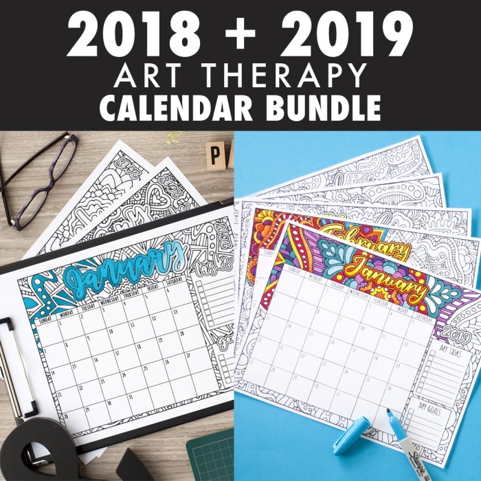 2018 and 2019 Coloring Calendar - Printable Bundle