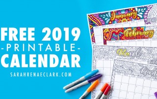 Free 2019 Printable Coloring Calendar by Sarah Renae Clark