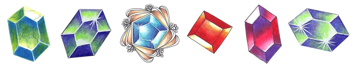 9-12 Intro to Colored Pencils + Faceted Gemstone Colored Pencil