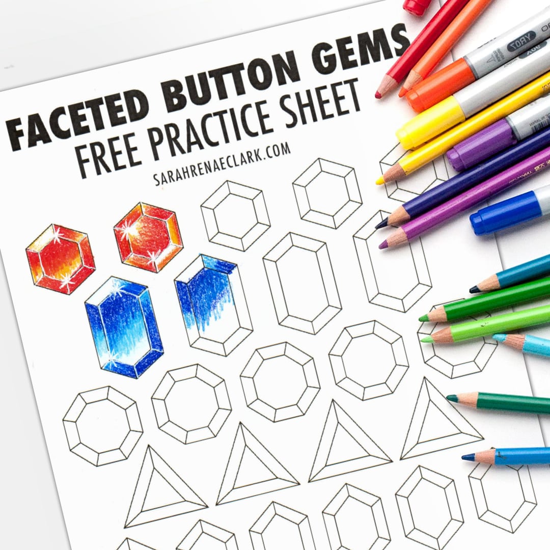 Free printable Gemstone coloring practice sheet