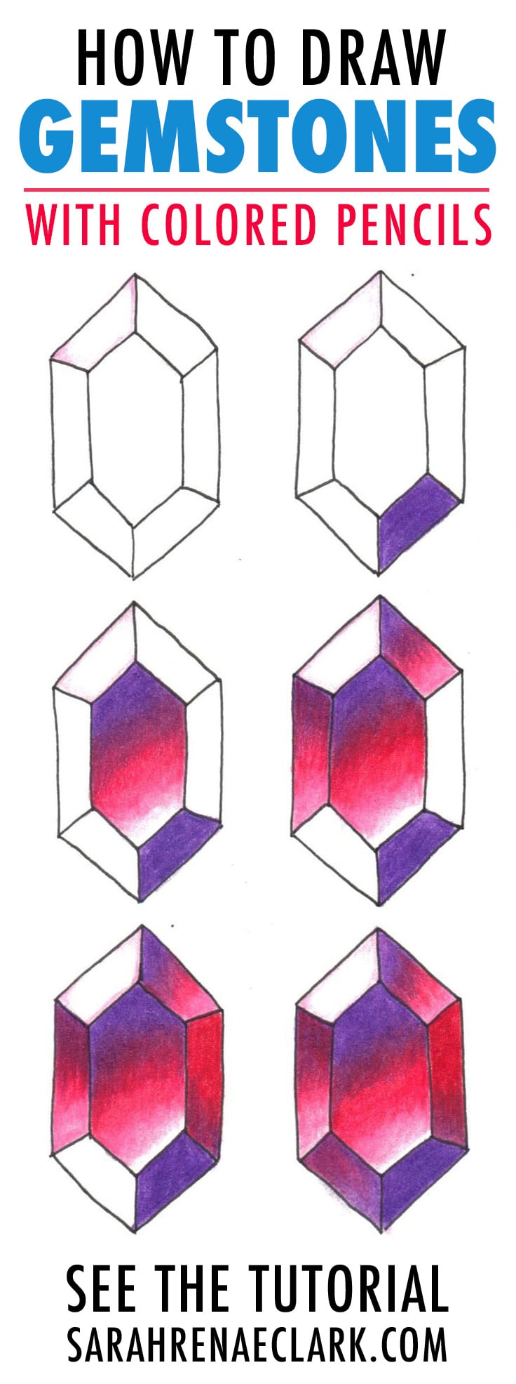 How to Draw Gemstones with Colored Pencils Adult Coloring Tutorial