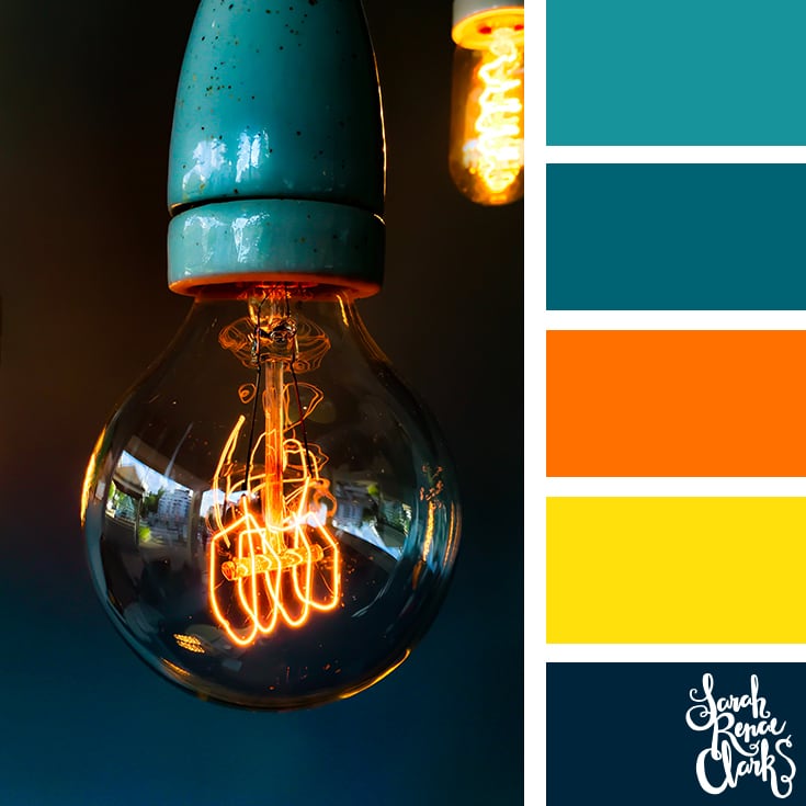 Color Palette - teal, orange, yellow, black