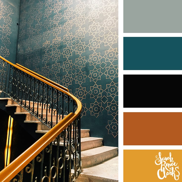 Color Palette - teal, brown, mustard - Sarah Renae Clark - Coloring Book  Artist and Designer