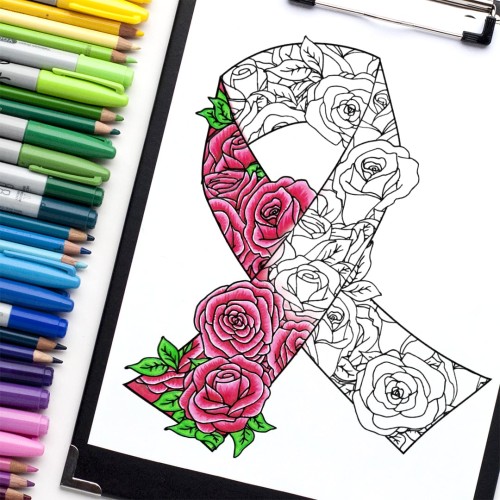 Free cancer awareness ribbon coloring page