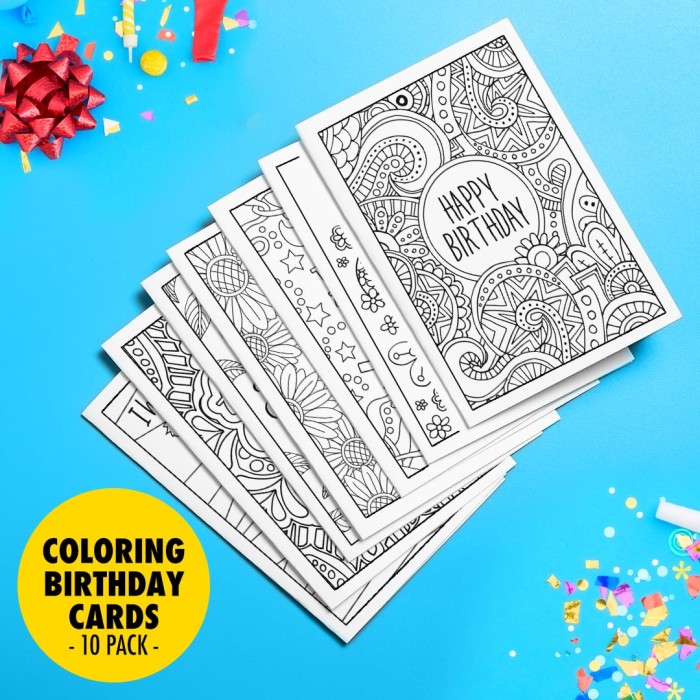 Pack of 10 coloring birthday cards