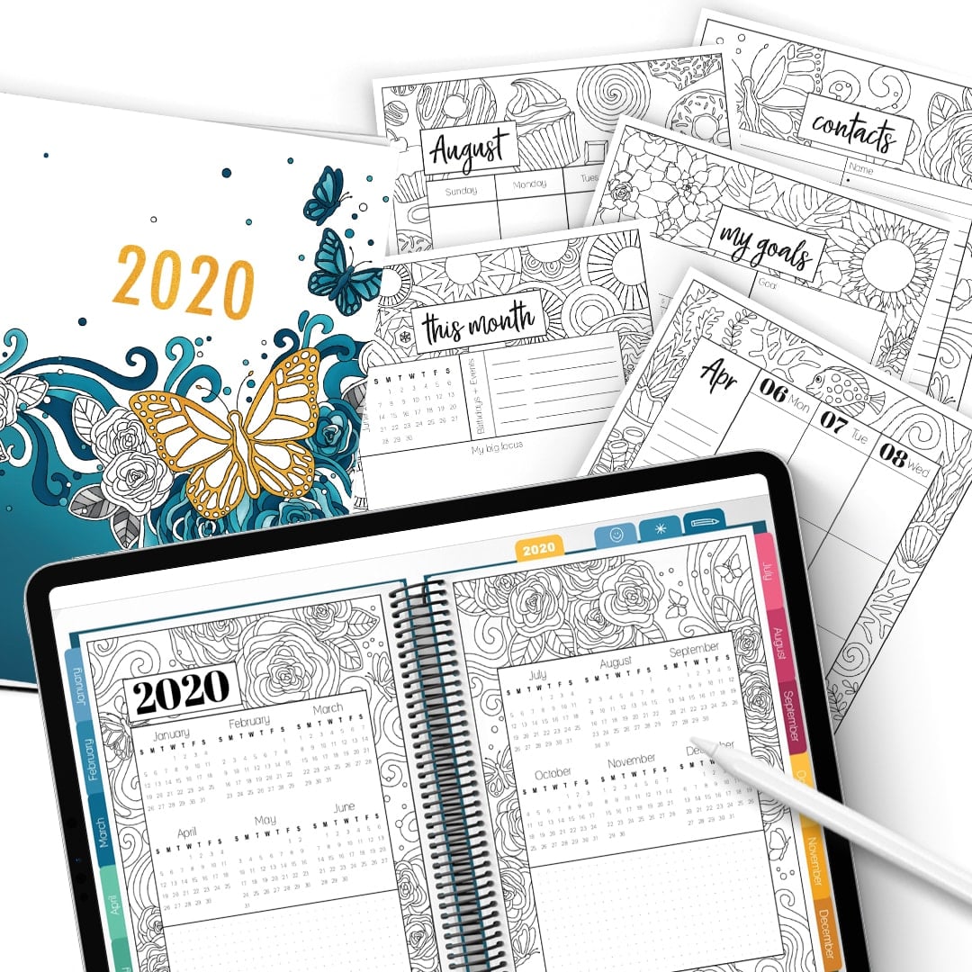 2020 Coloring Planner: Digital & Printable Combo - Sarah Renae Clark -  Coloring Book Artist and Designer