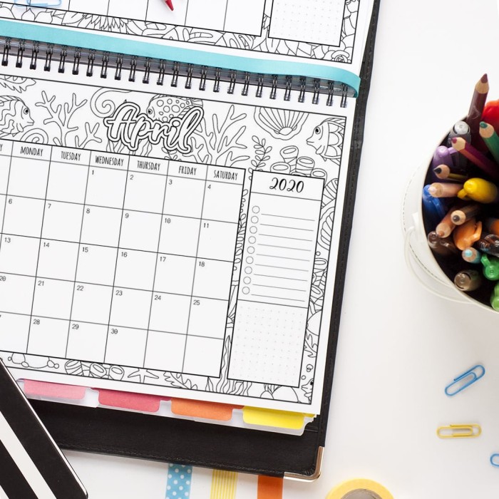 2020 Coloring Planner Calendar