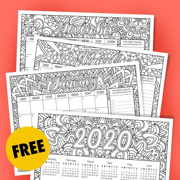 FREE 2020 printable calendar