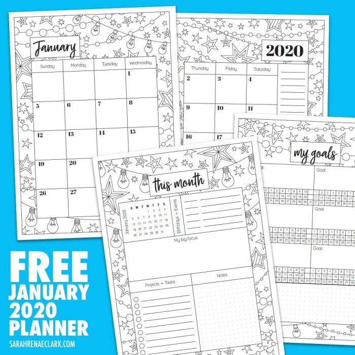 Free January 2020 Planner Printable