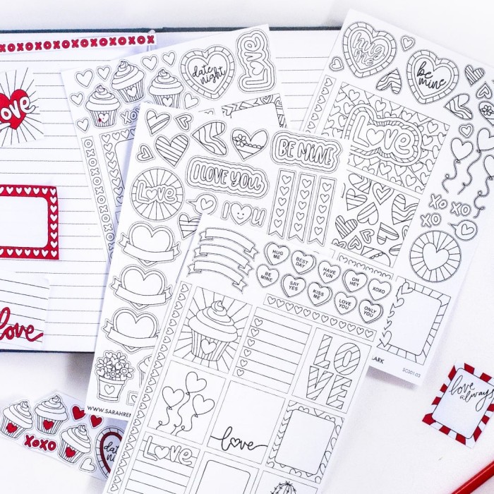 Coloring Printable Valentine's Day Planner Stickers