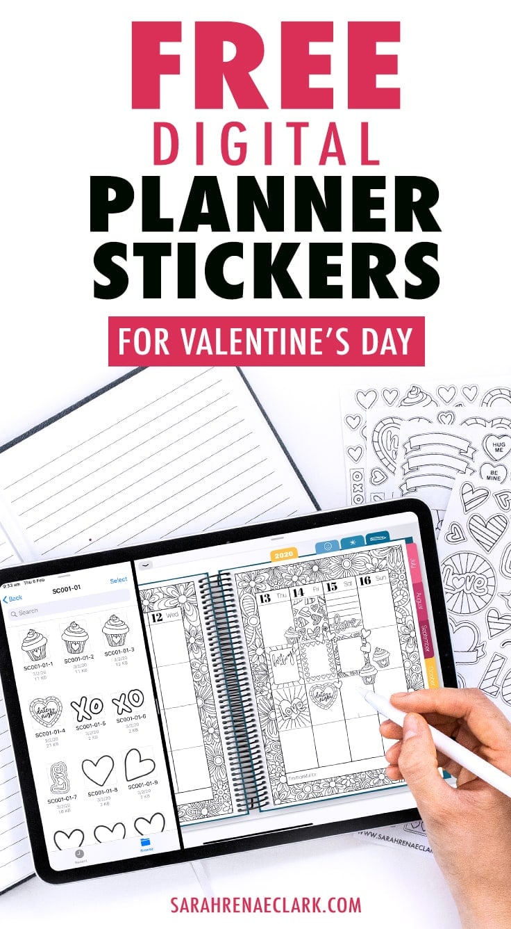 Free Digital Planner Stickers (Printable too) for Valentine's Day