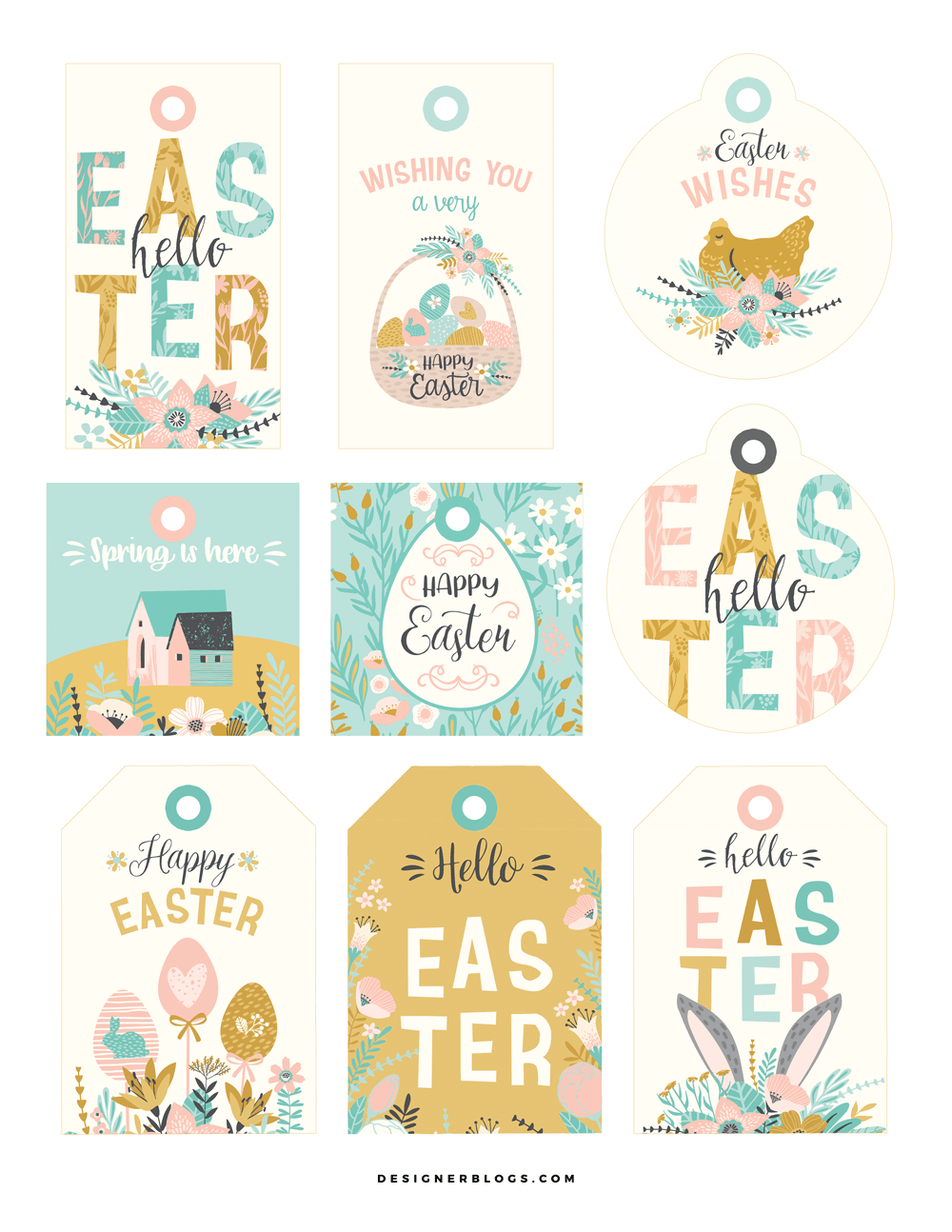 Easter gift tags with playful designs