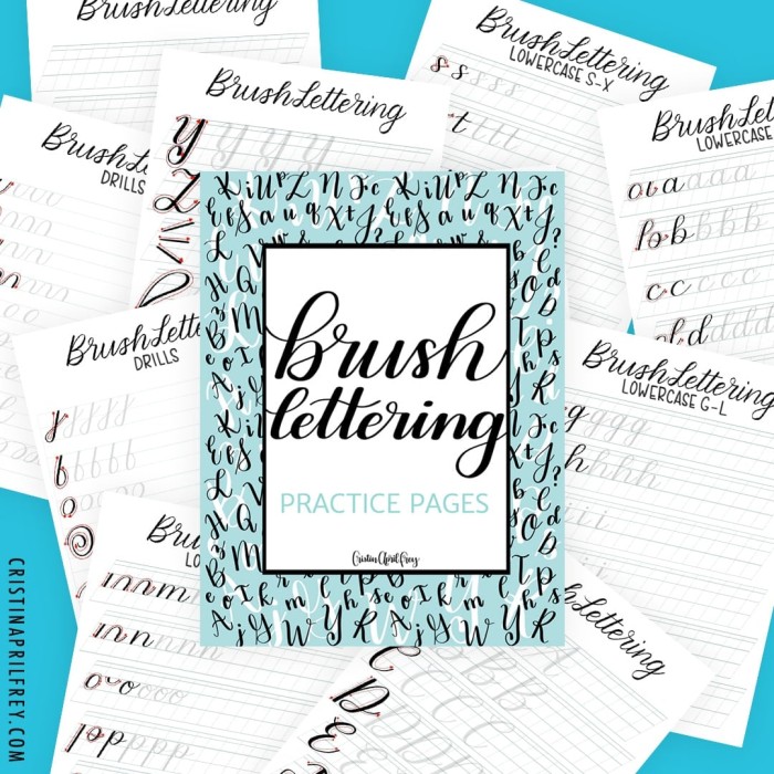 Free brush lettering practice pages
