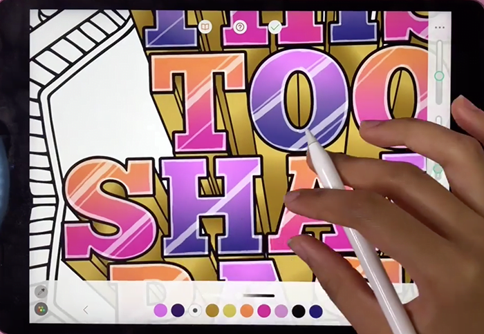 Pigment App Digital Coloring Tutorial Step 8 Pigment App - Adding coloring metallic effects