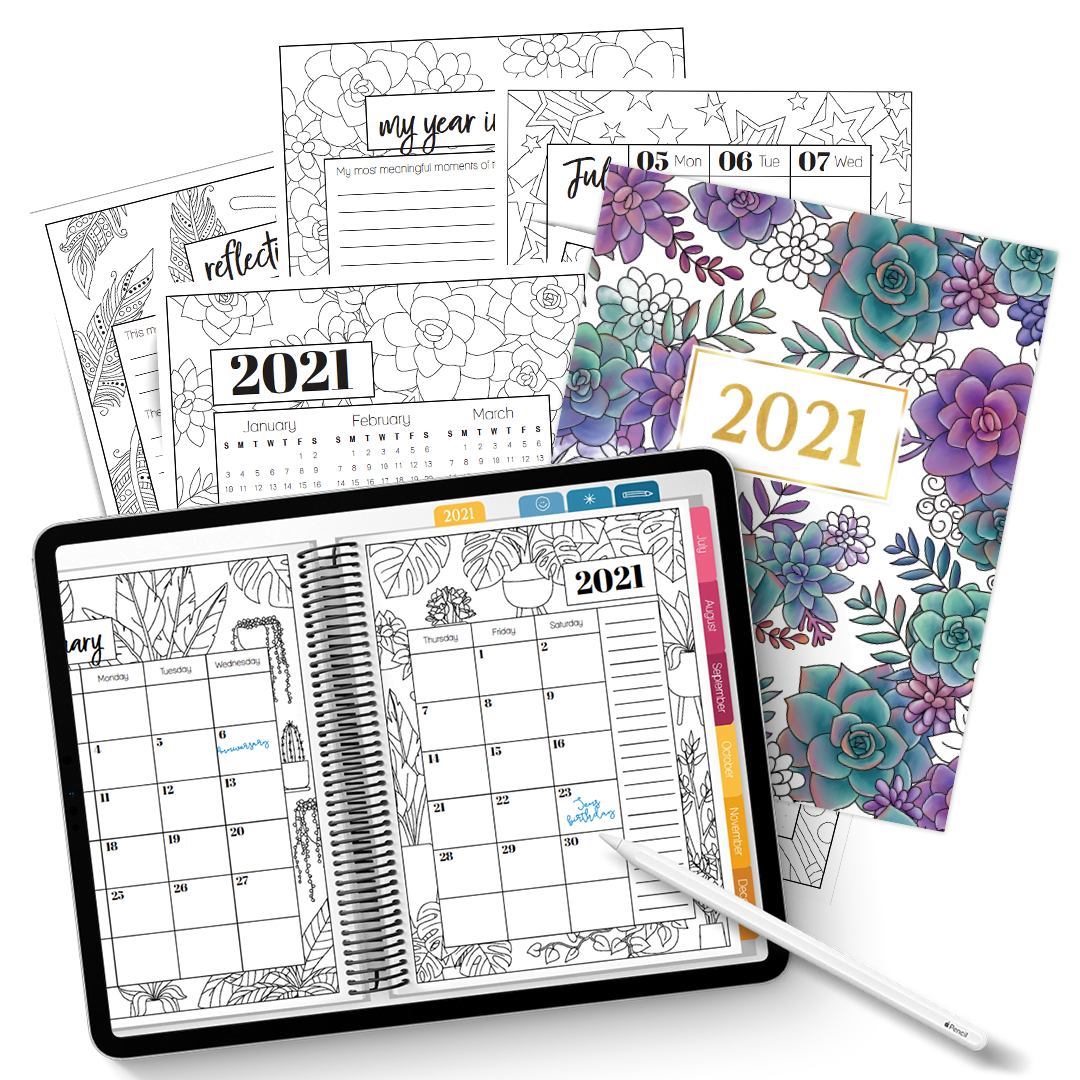 Free 2021 Printable Coloring Calendar - By Sarah Renae Clark