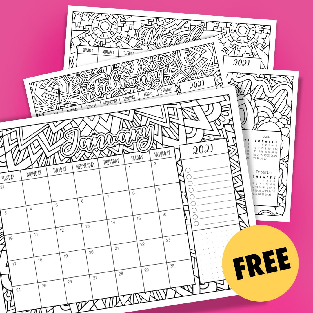 Free 2021 Coloring Calendar - Sarah Renae Clark - Coloring ...