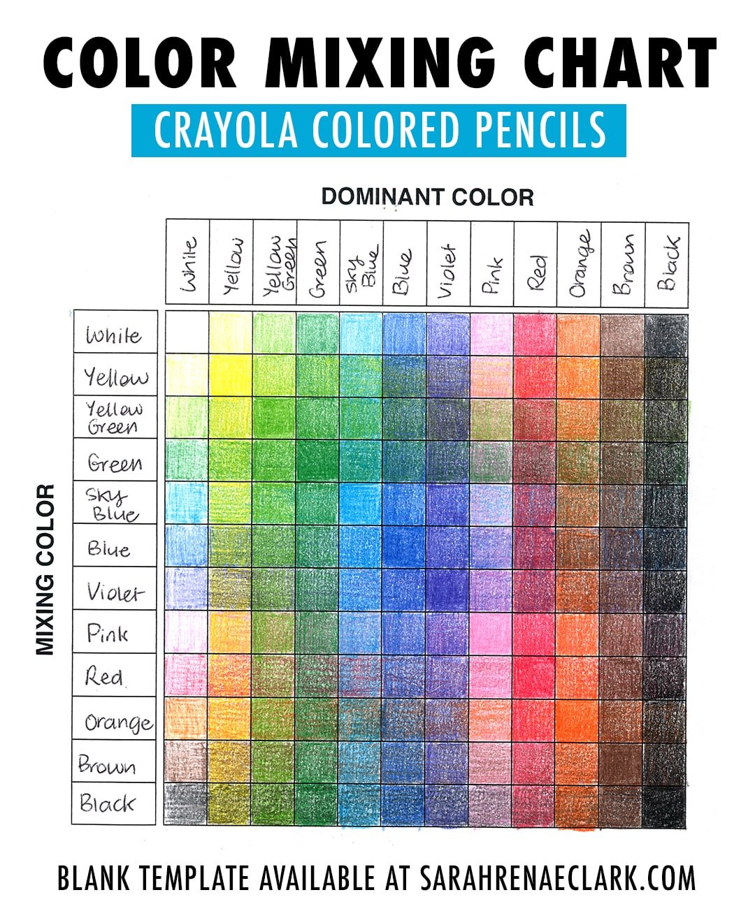 CRAYOLA color mixing chart Sarah Renae Clark Coloring Book Artist