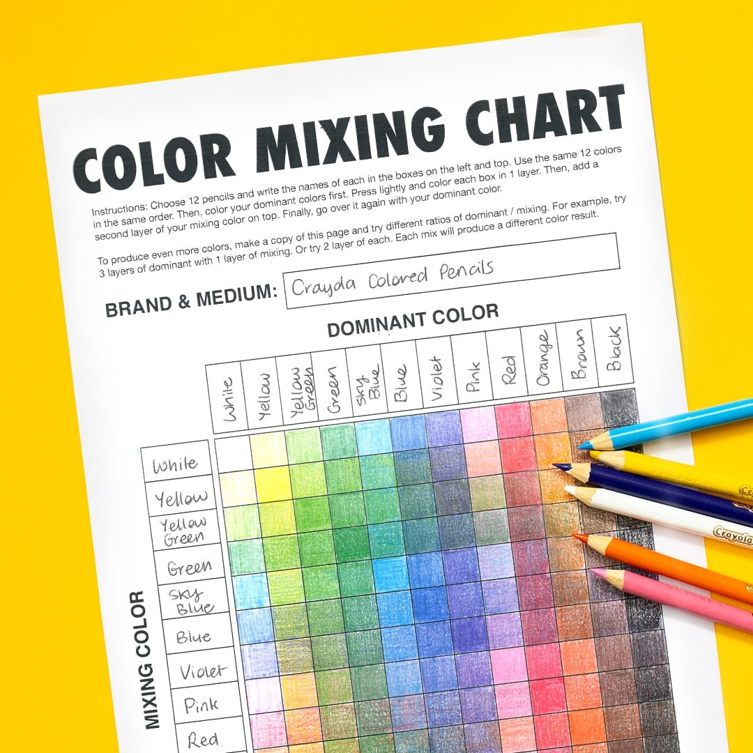 FREE Color mixing chart 1080