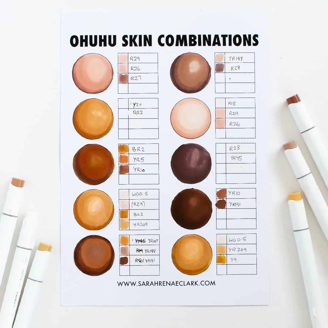 ohuhu-skin-tones-combinations-01 - Sarah Renae Clark - Coloring Book Artist  and Designer