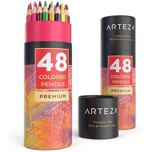 ARTEZA Colored Pencils, Professional Set of 72 Colors, Soft Wax-Based  Cores, for