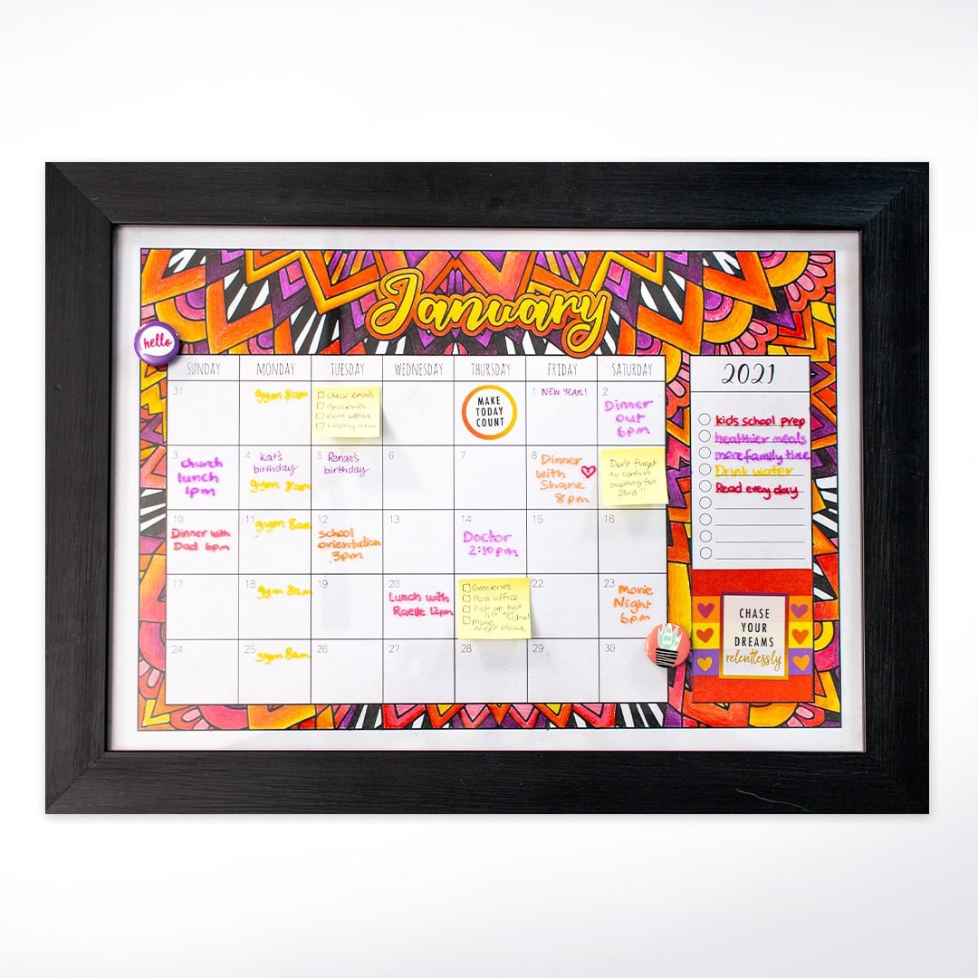DIY Framed Whiteboard Calendar Example