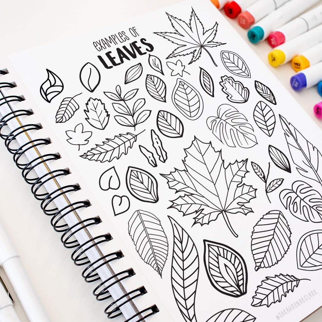 Leaf Doodle Art, Colourful Leaf Art, Sketch Pen Art