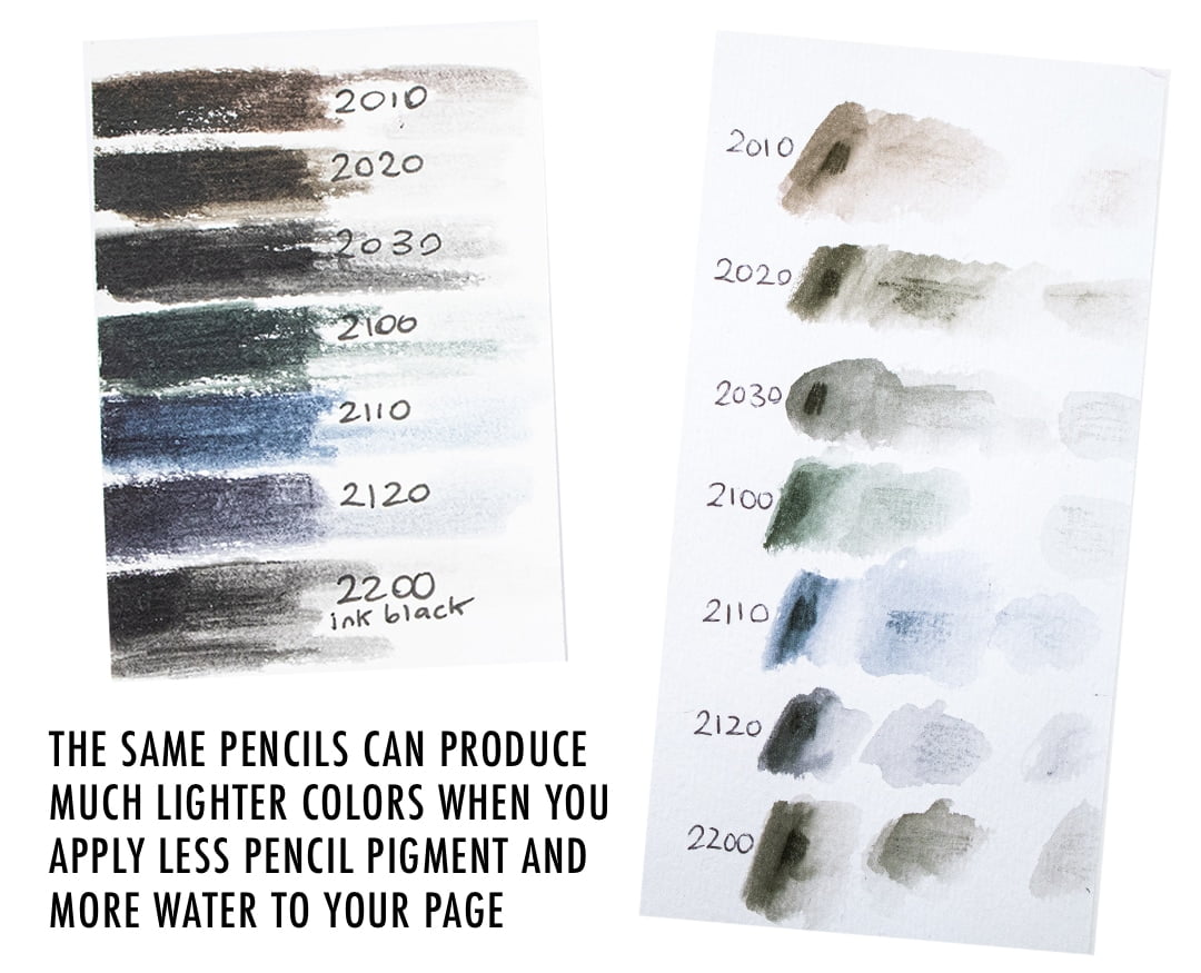 Derwent Inktense Color Swatches - Making dark and light colors