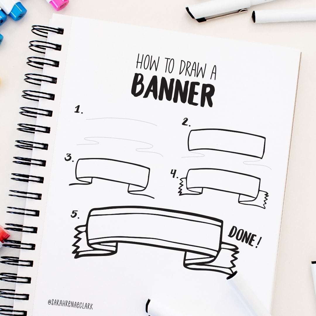 How to draw a banner step by step
