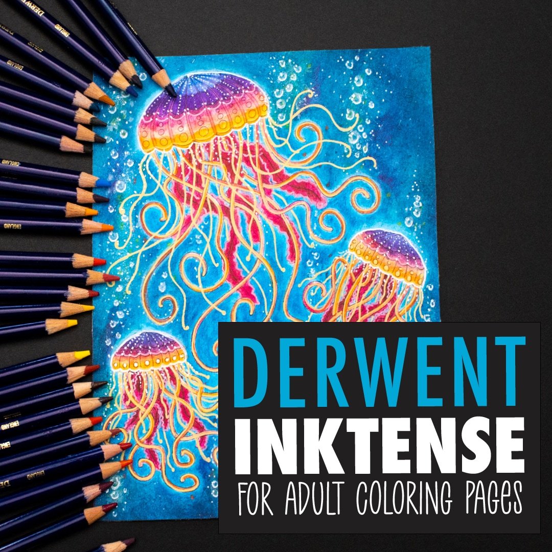 Derwent Inktense in Adult Coloring Pages (Inktense Review)