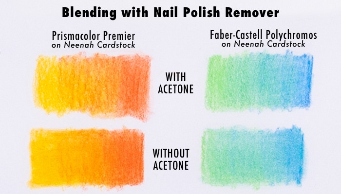 Colored pencil blending with nail polish remover