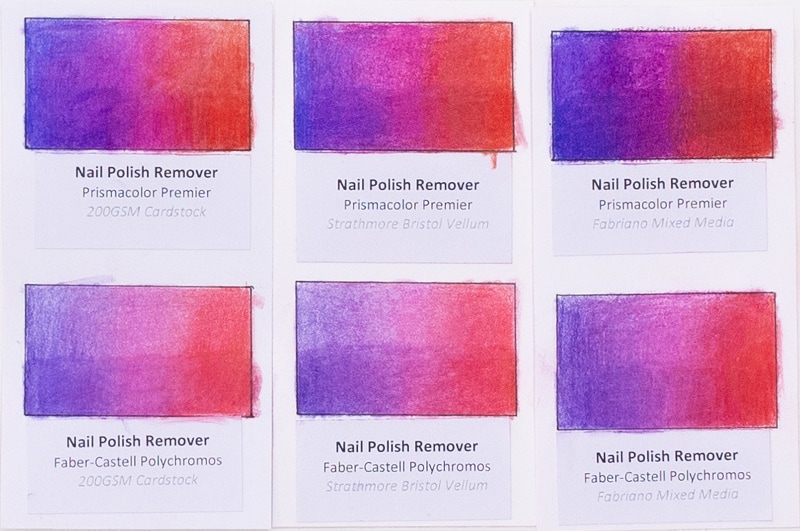 Colored pencil blending with nail polish remover