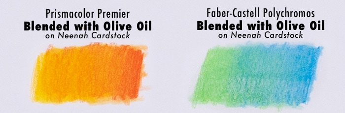 Blending olive oil and colored pencils
