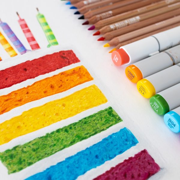 How to draw with colored pencils and markers together 