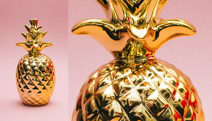 reflective gold pineapple