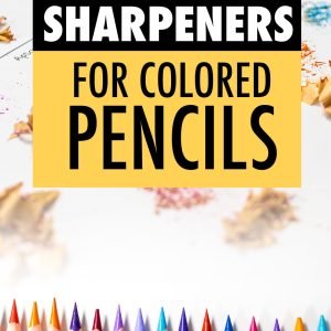 The best sharpeners for using colored pencils. Sharpenings all over the background and different pencils at the bottom