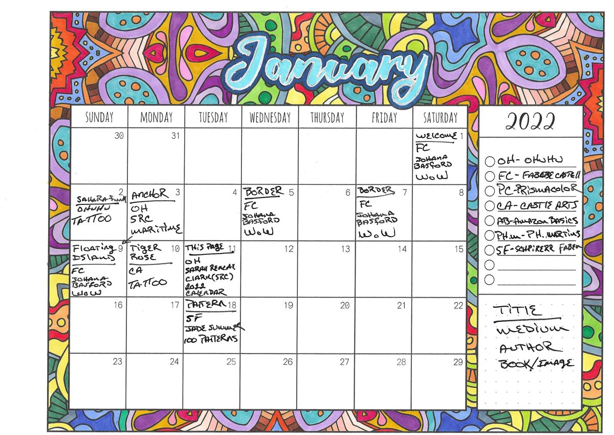 2022 Printable Coloring Planner by Sarah Renae Clark