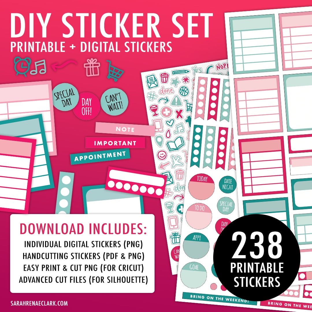Planner Cat Printable Stickers - Sarah Renae Clark - Coloring Book Artist  and Designer