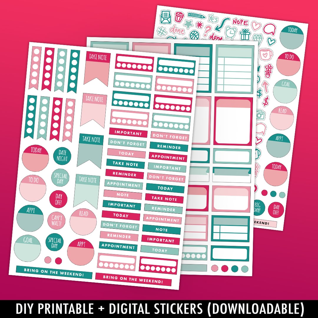 Free Printable Valentine's Day Planner Stickers - Sarah Renae Clark -  Coloring Book Artist and Designer
