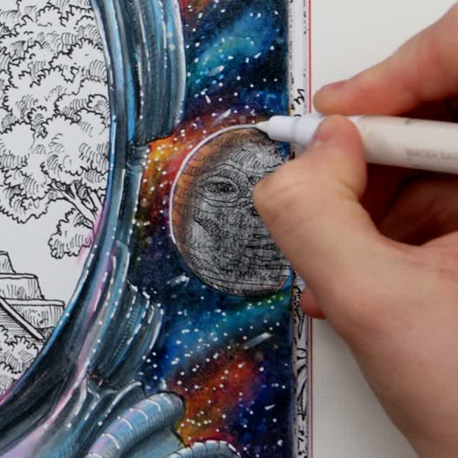 I Colored a GALAXY SCENE in the Worlds Within Worlds Coloring Book