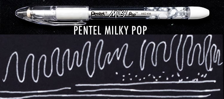 Pentel Arts Milky Pop Pastel White Gel Pen, 0.8mm Medium