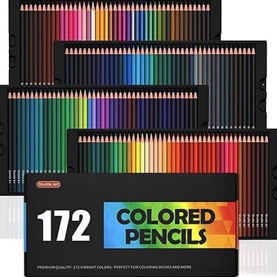 Soucolor 180-Color Artist Colored Pencils Set for Adult Coloring Books,  Soft Core, Professional Numbered Art Drawing Pencils for Sketching Shading