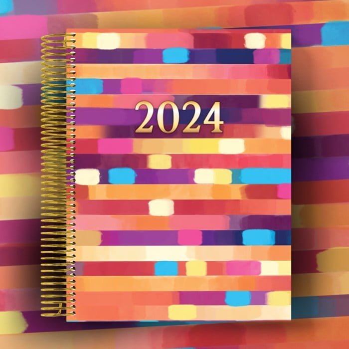 2024 Coloring Planner with scratch-resistant hardcover, gold binding, premium-quality paper, ribbon bookmarks and more.