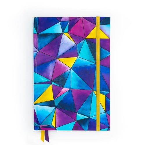 A5 Lined or Dotted Geometric themed Journal with a scratch-resistant hardcover, lay flat binding and double bookmark. It's has thick paper and comes with 160 pages.