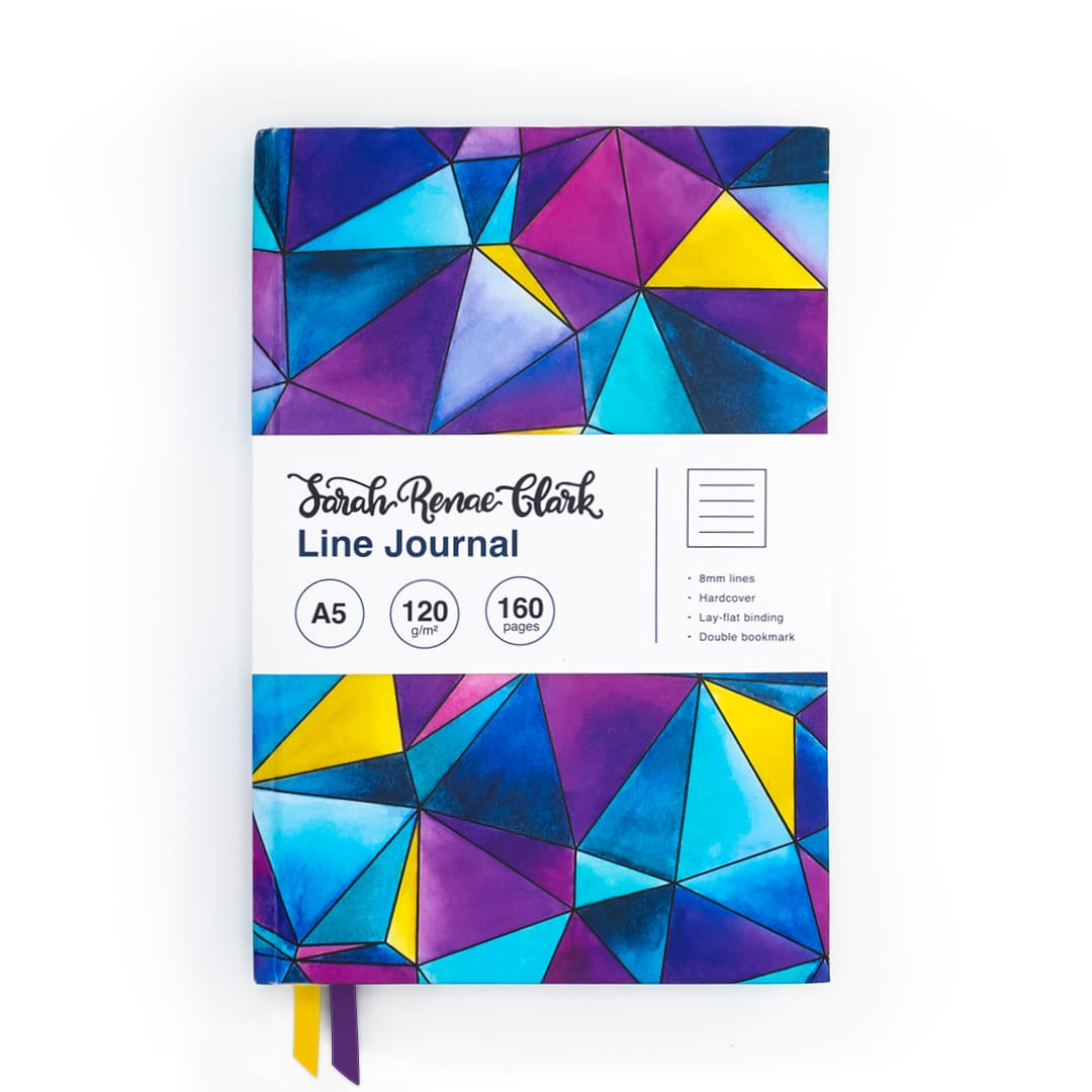 A5 Lined Geometric themed Journal with a scratch-resistant hardcover, lay flat binding and double bookmark. It's has thick paper and comes with 160 pages.