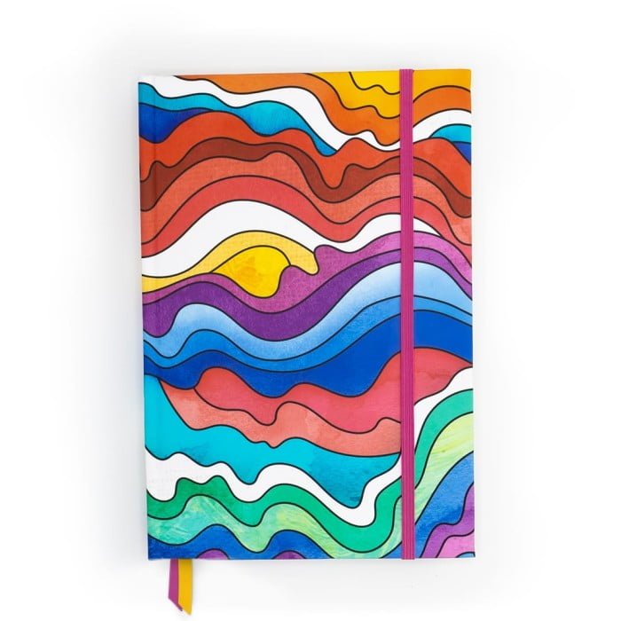 A5 Lined or Dotted Popsicle themed Journal with a scratch-resistant hardcover, lay flat binding and double bookmark. It's has thick paper and comes with 160 pages.