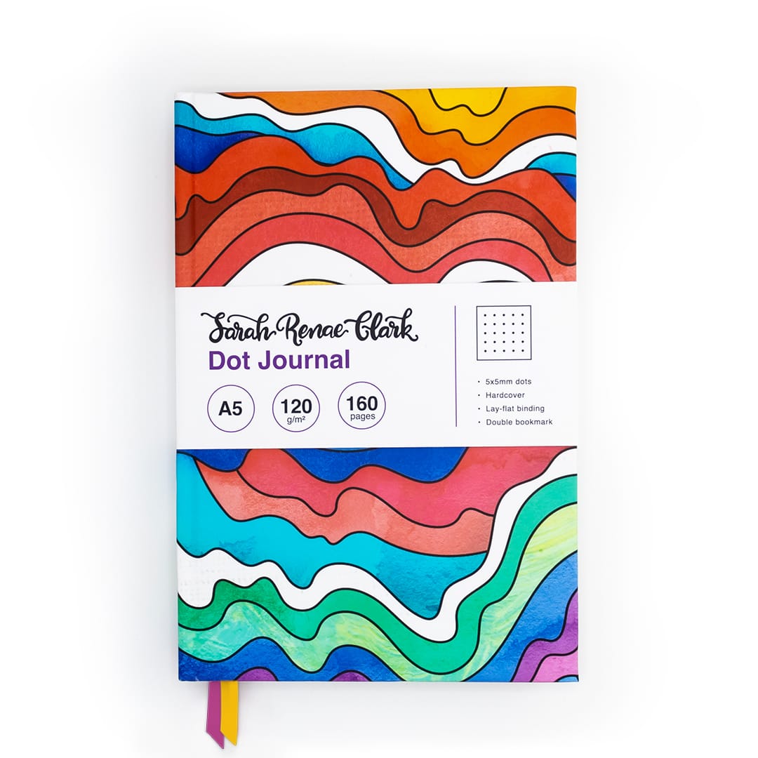 A5 Dotted Popsicle themed Journal with a scratch-resistant hardcover, lay flat binding and double bookmark. It's has thick paper and comes with 160 pages.