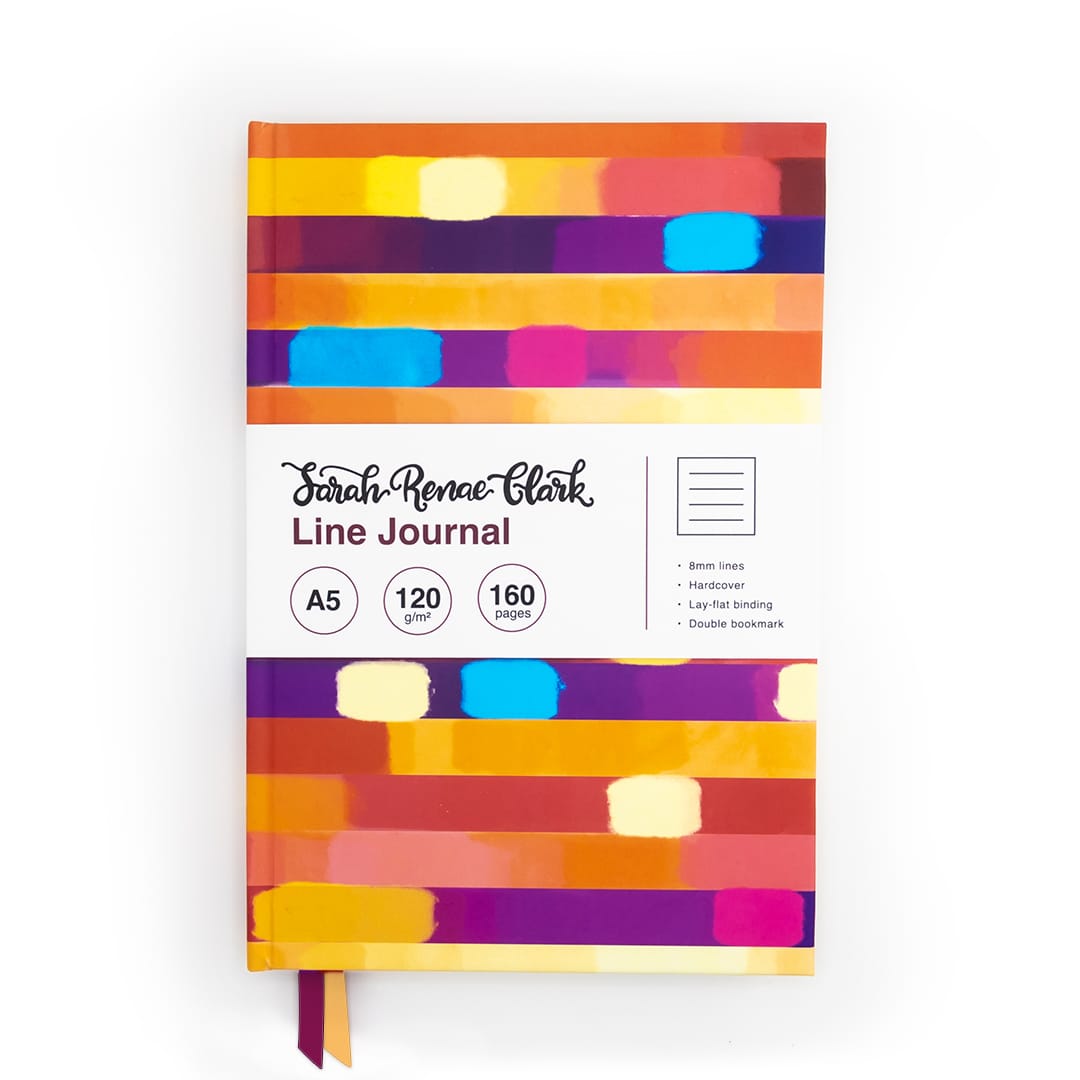 A5 Lined Sunset themed Journal with a scratch-resistant hardcover, lay flat binding and double bookmark. It's has thick paper and comes with 160 pages.